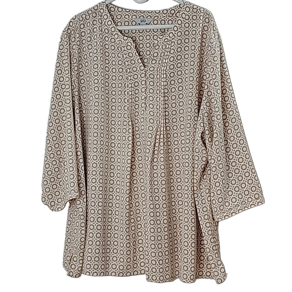 Croft & Barrow Womens Plus Sz 4X Geometric Pleated Fairy Flowy Casual Tunic Top